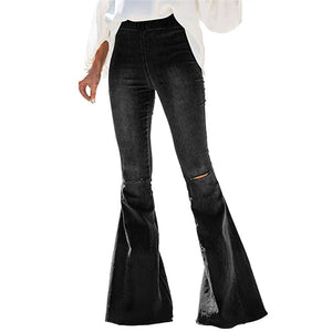 High Waisted Big Bell Bottom Jeans Black