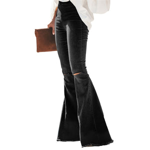 High Waisted Big Bell Bottom Jeans Black